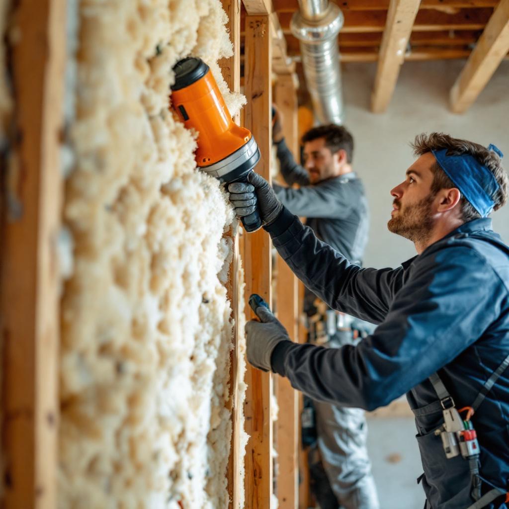Blow-in insulation installation for better home energy efficiency