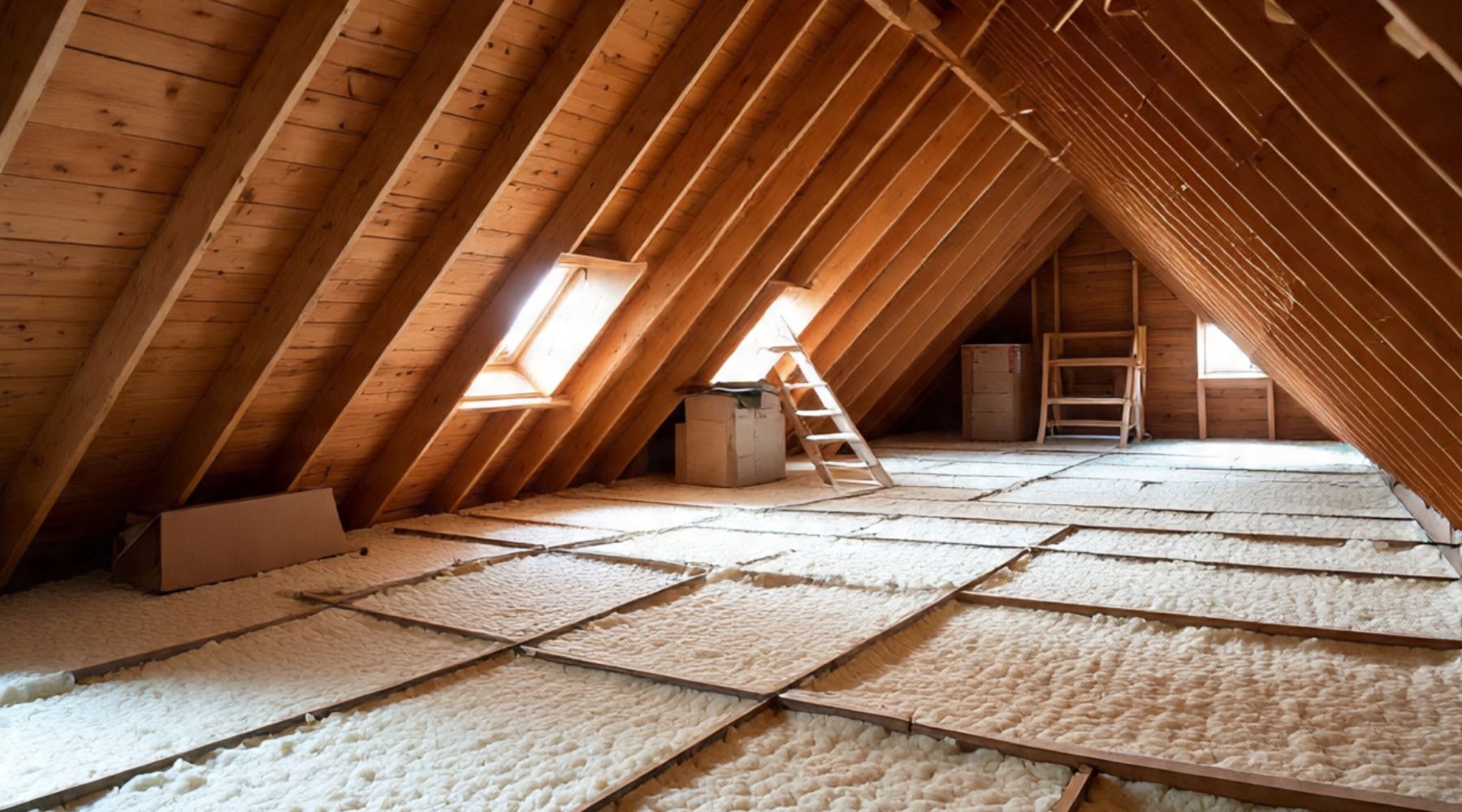 Attic insulation being installed to improve roof protection