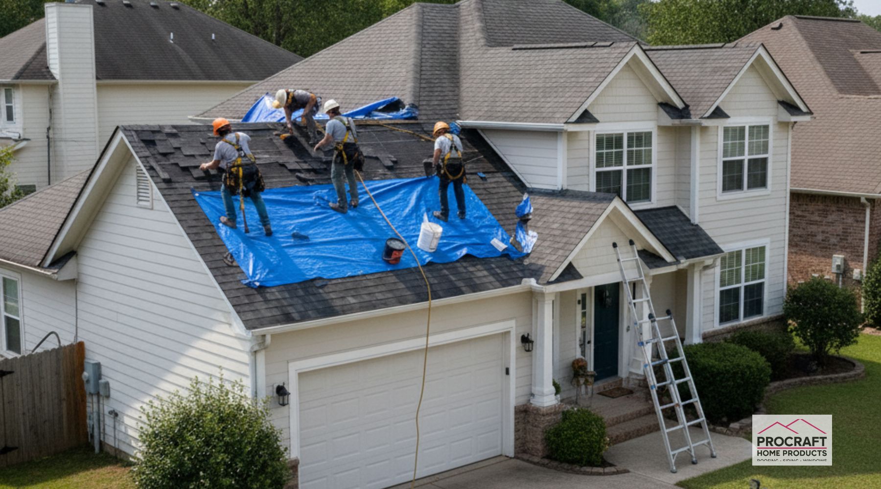 Emergency roof leak repairs in Rockwood MI home after storm damage