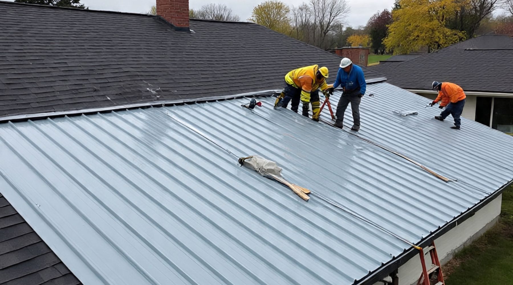 Metal roofing installation on a residential home in Elmore, OH