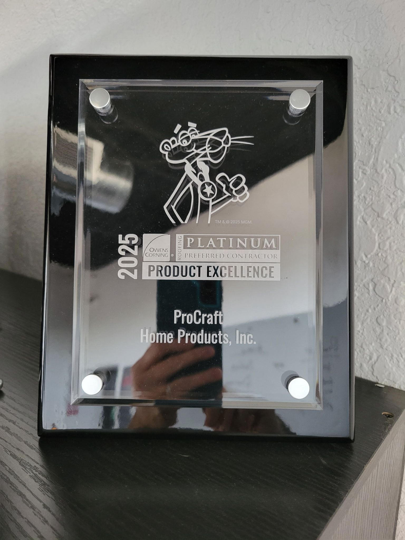 Pro Craft Home Products awarded the 2025 Owens Corning Product Excellence Award for best roofing services.
