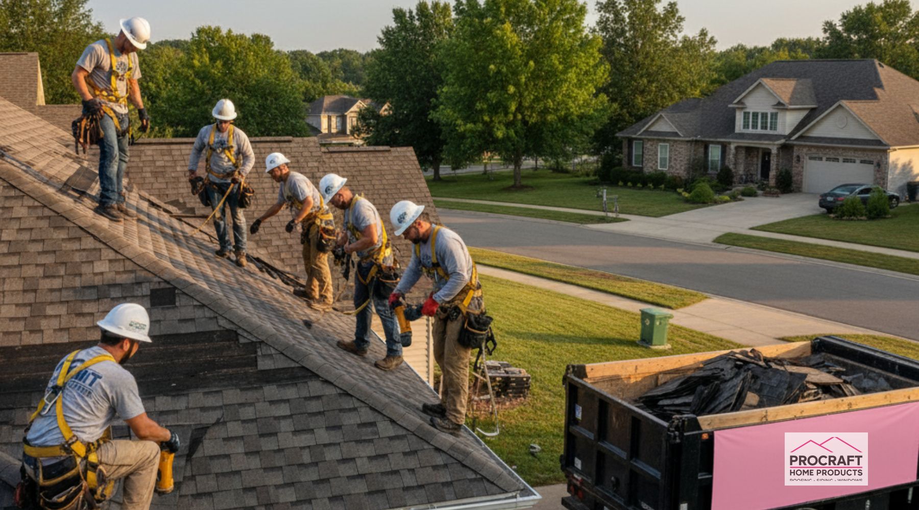 Roof replacement contractor working on a home in Carleton MI