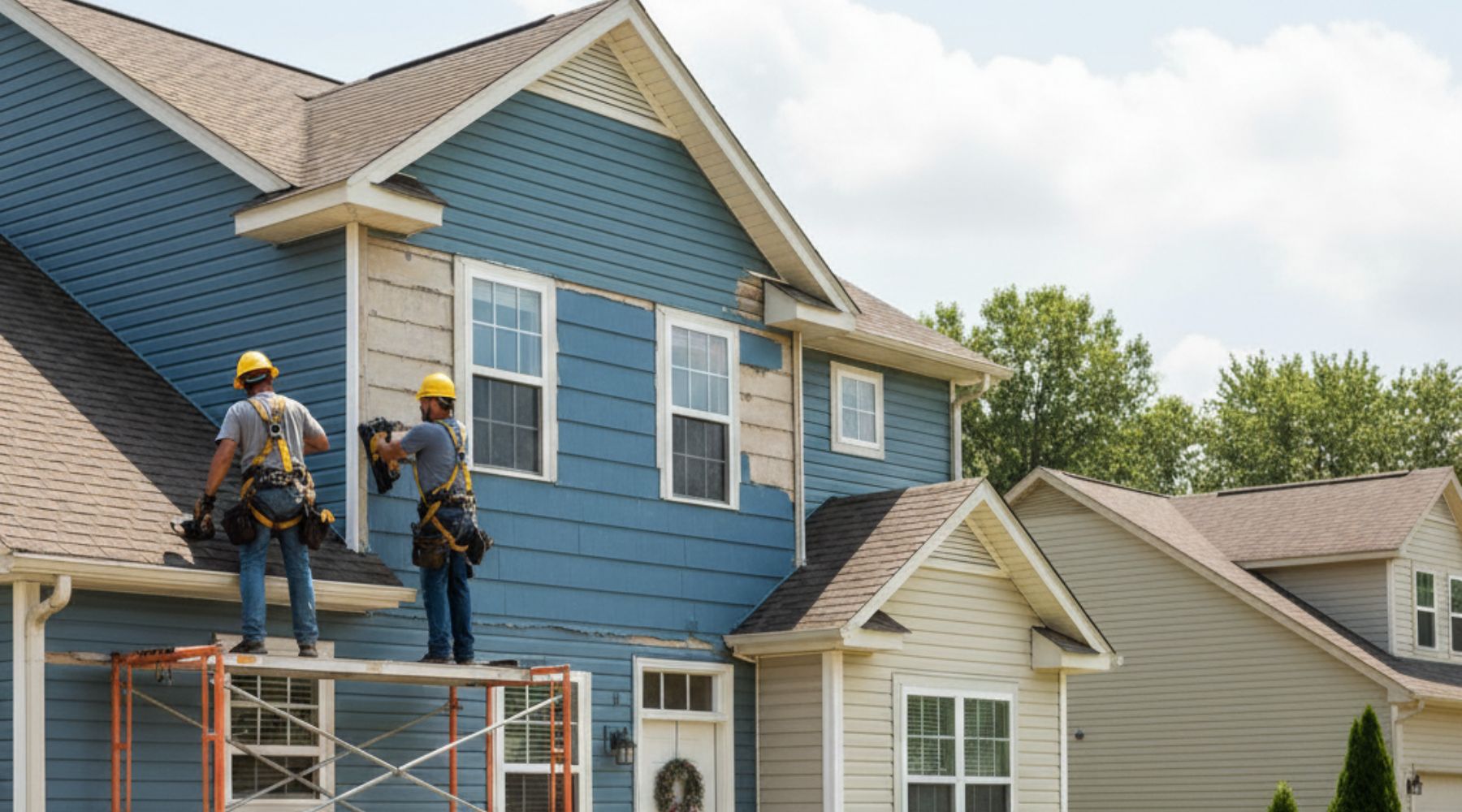 Siding repair and installation on a house in Flat Rock, MI